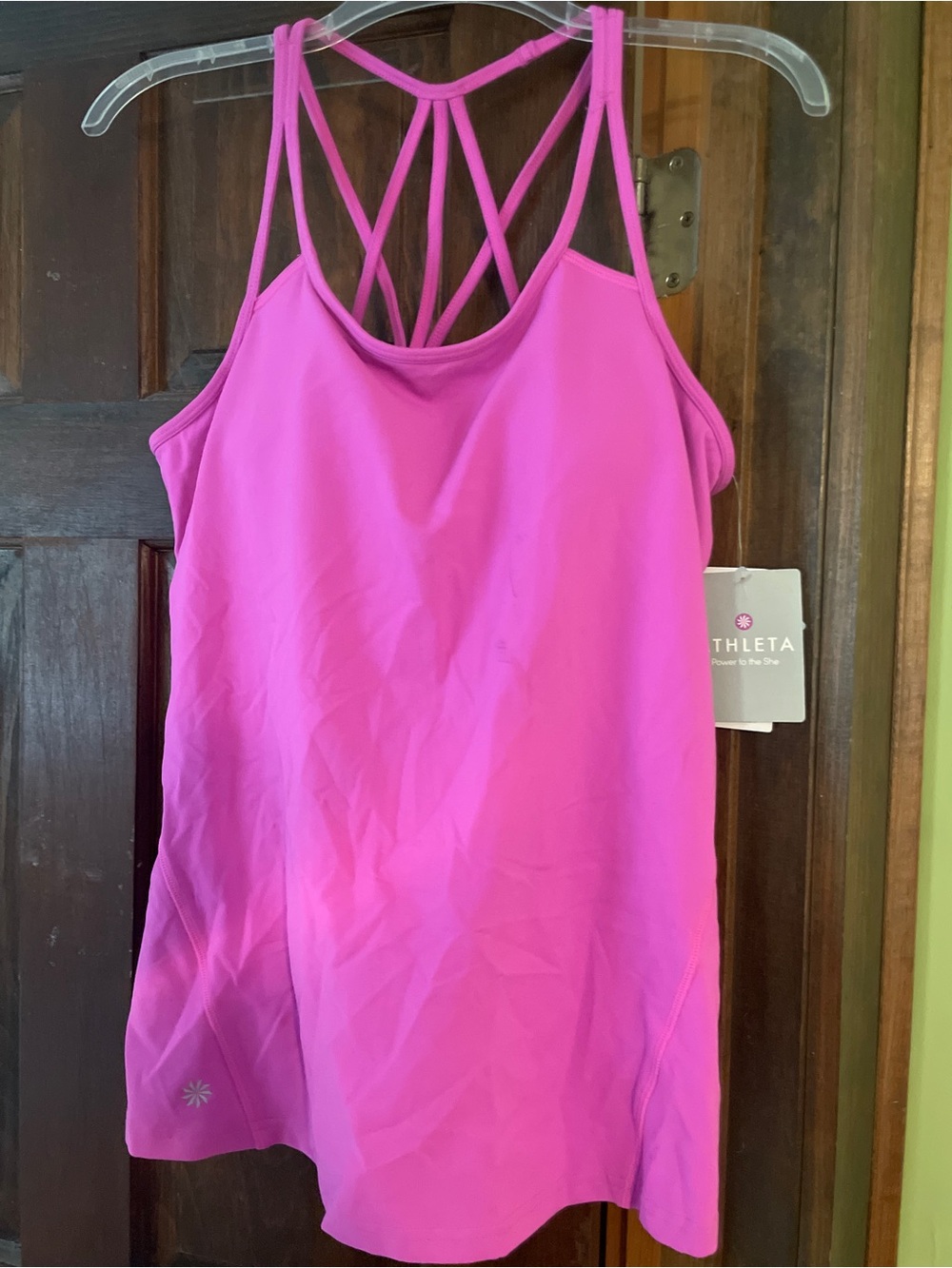 NWT Athleta Hot Pink Strappy Lattice-Back Tank